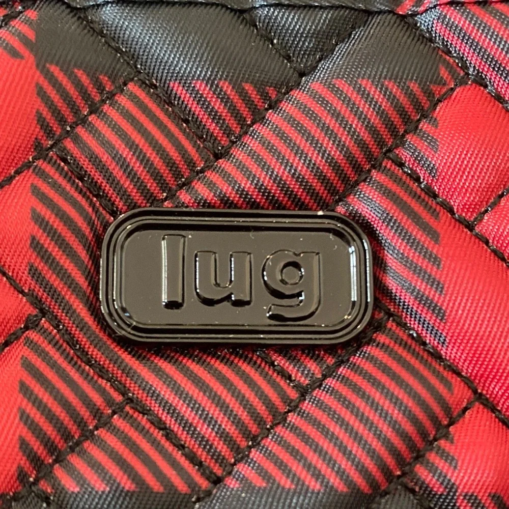 Lug Hippy 2 crossbody bag red black buffalo plaid pattern.